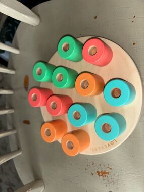 Wooden Stacking Peg Board - Pastel Multi